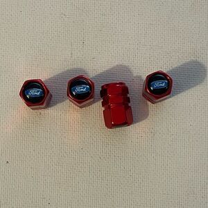 Ford logo valve Stem caps in Red set of 4 NWT